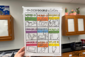 Colorful choice board activity menu