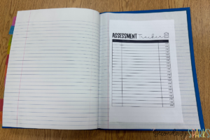 assessment tracker in interactive science notebook