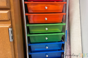 colorful rolling storage cart for cardstock and paper
