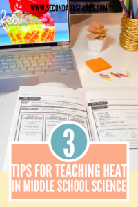 Laptop with heat transfer powerpoint with guided notes, pencil and notebook