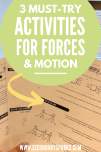 Forces and motion activities in print with digital version in the background