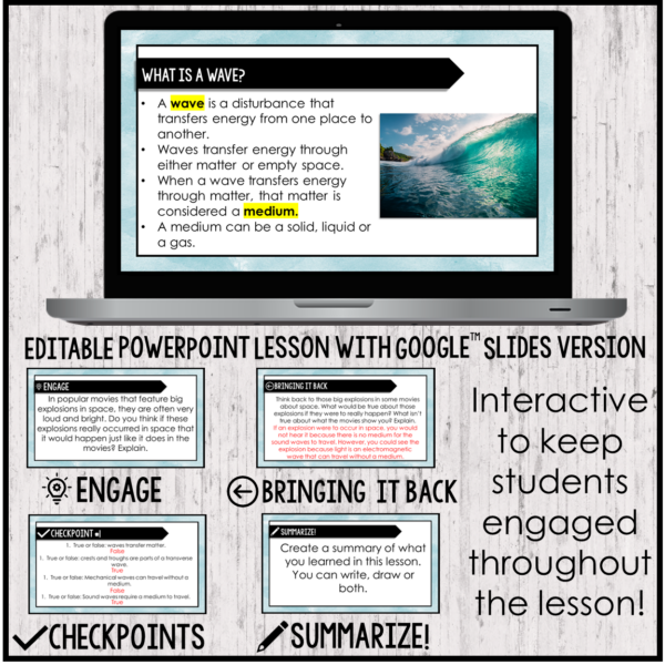 wave properties lesson guided notes and assessment