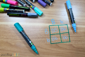 chalk markers used on a table to create a punnett square
