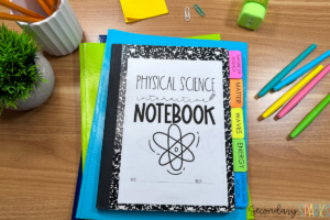 interactive science notebook cover printed on a shipping label