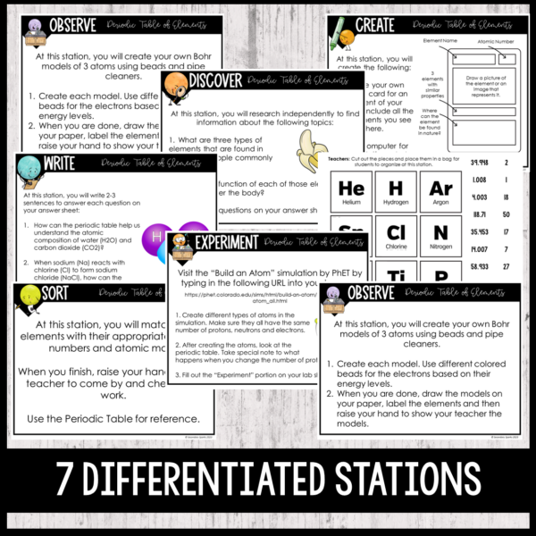 periodic table stations activities station cards