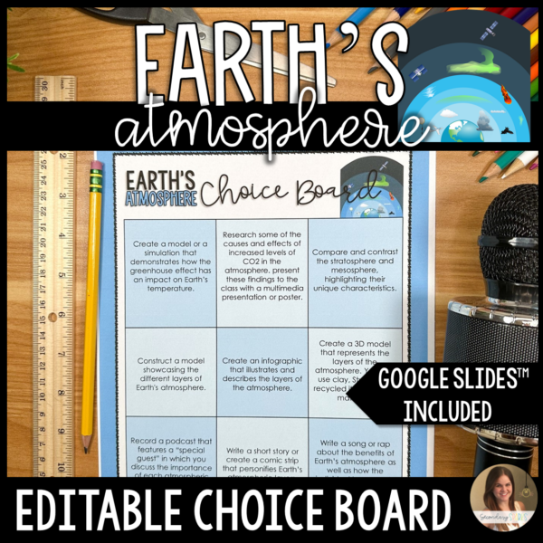 earths atmosphere choice board project