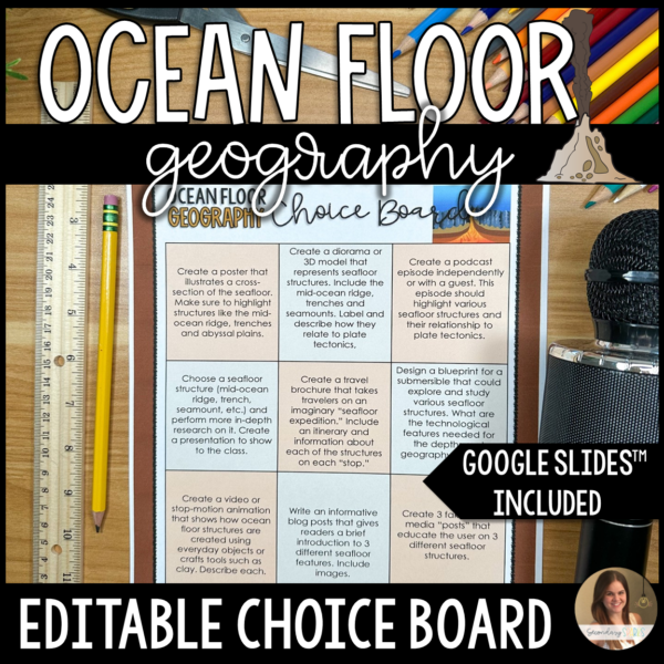 Ocean Floor Geography Choice Board