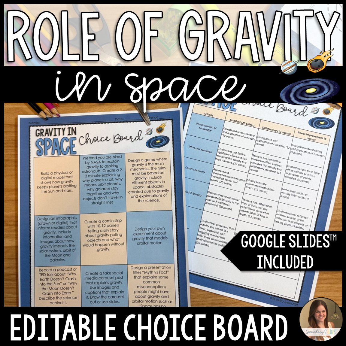 role of gravity in space choice board