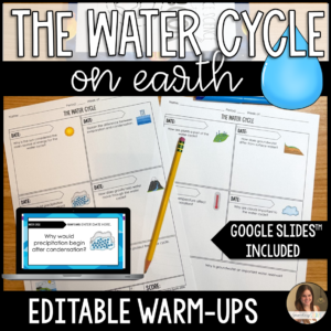 water cycle warm ups cover