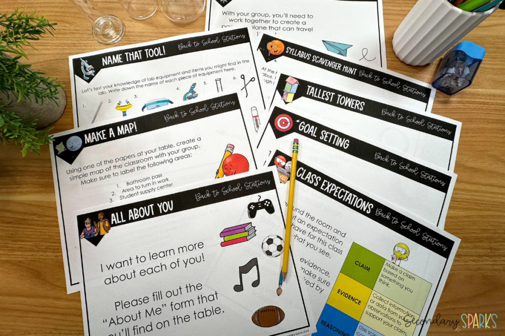 First week of science class stations
