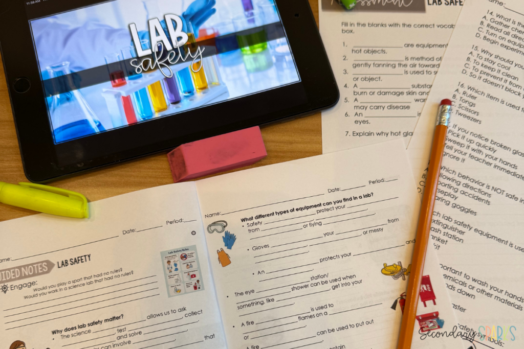Showcasing utilizing lab safety content to teach other middle school classroom procedures.