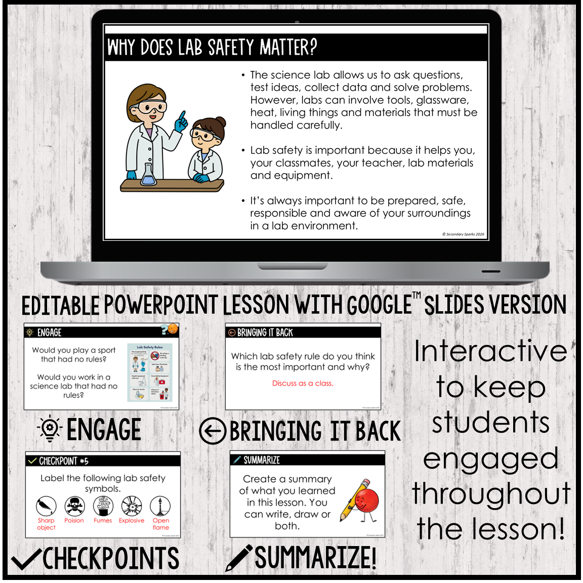 Lab Safety Lesson Guided Notes and Assessment - Editable - Equipment & Symbols - Image 2