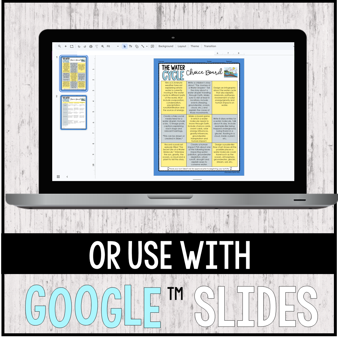 The Water Cycle Choice Board Project - Editable & Google Slides™ - Image 3