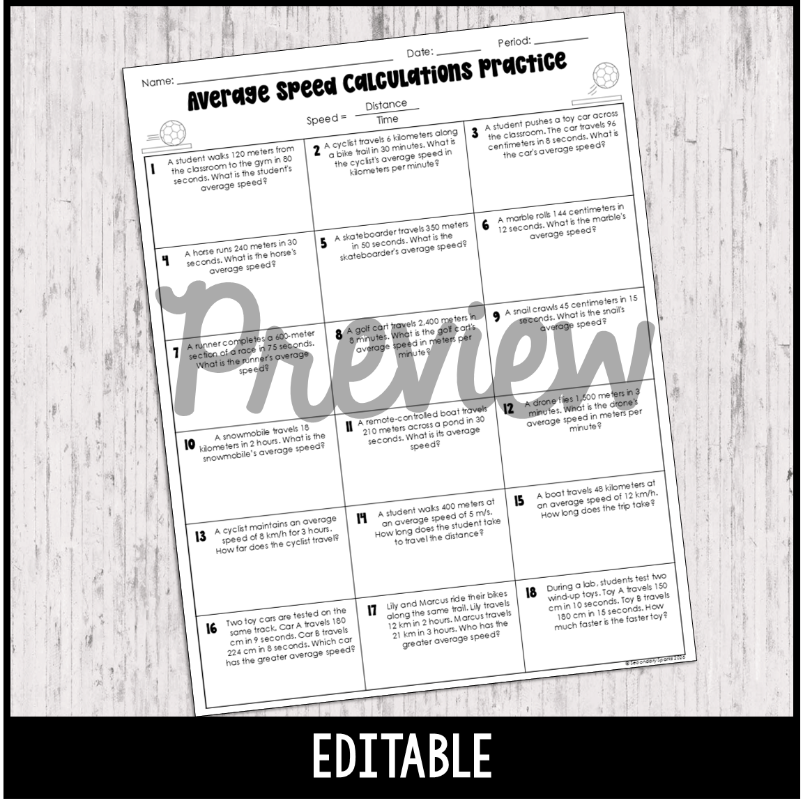 Calculating Average Speed Practice - Editable - Forces & Motion - Google Slides - Image 2