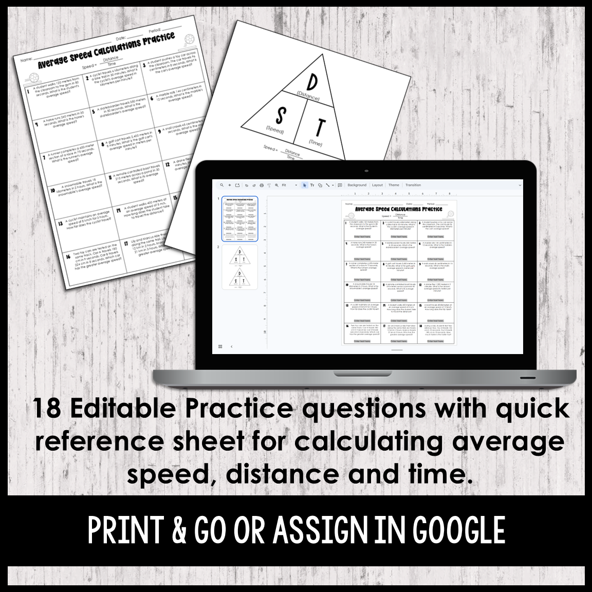 Calculating Average Speed Practice - Editable - Forces & Motion - Google Slides - Image 3