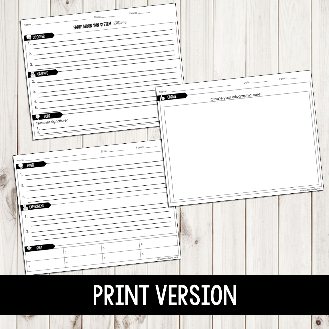 Earth Moon Sun Systems Stations Activities - Editable - Moon Phases Tides & More - Image 4