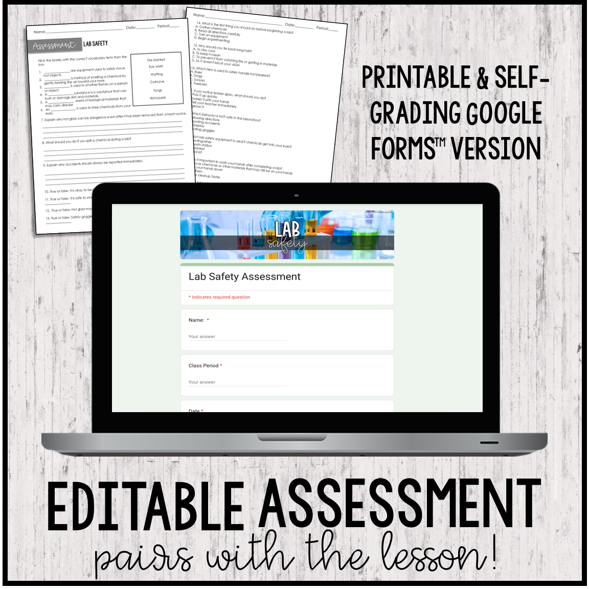 Lab Safety Lesson Guided Notes and Assessment - Editable - Equipment & Symbols - Image 3