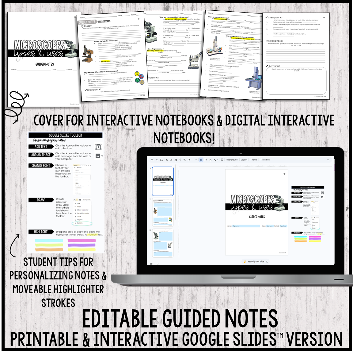Microscopes Lesson Guided Notes and Assessment - Editable - SC.912.L.14.4 - Image 3