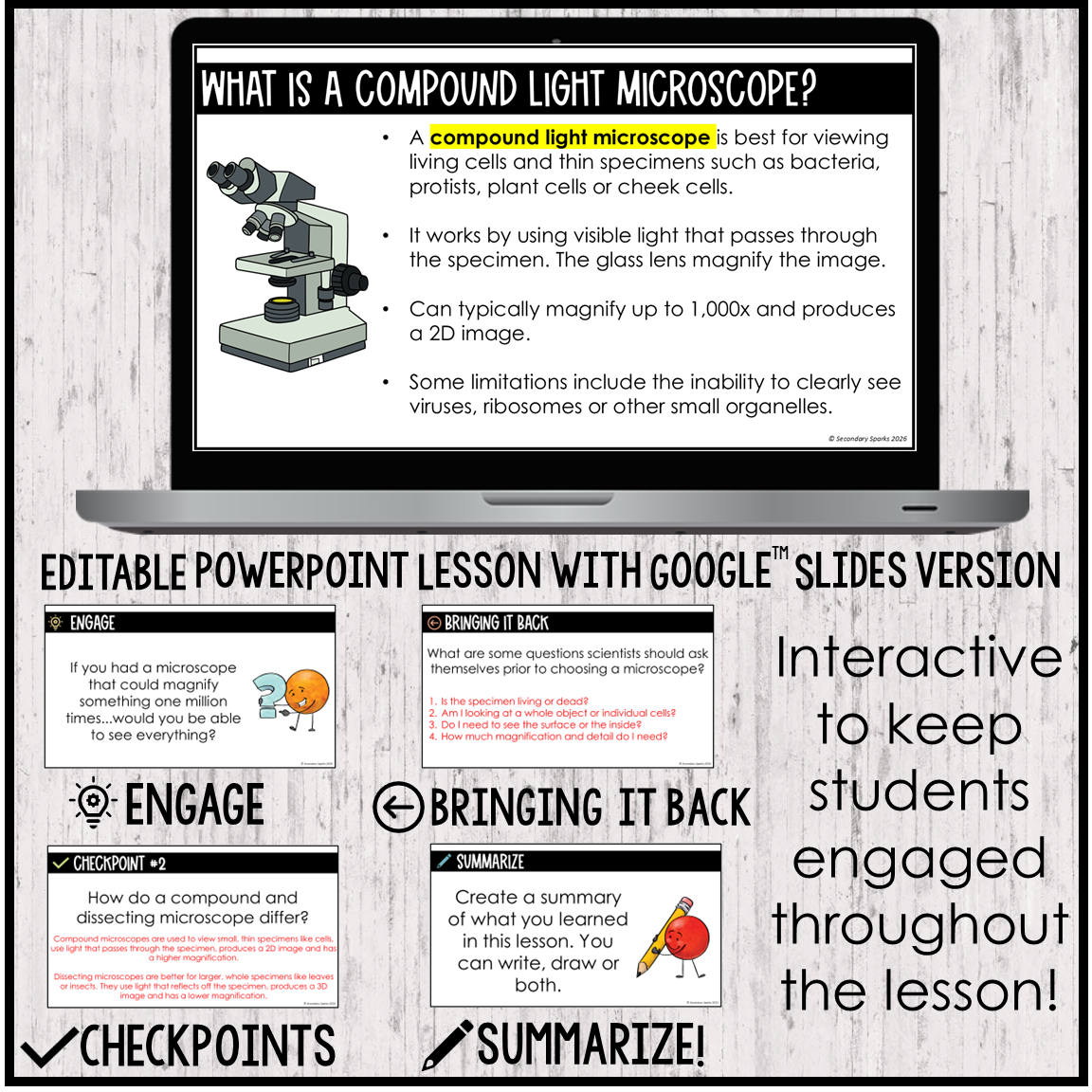 Microscopes Lesson Guided Notes and Assessment - Editable - SC.912.L.14.4 - Image 4