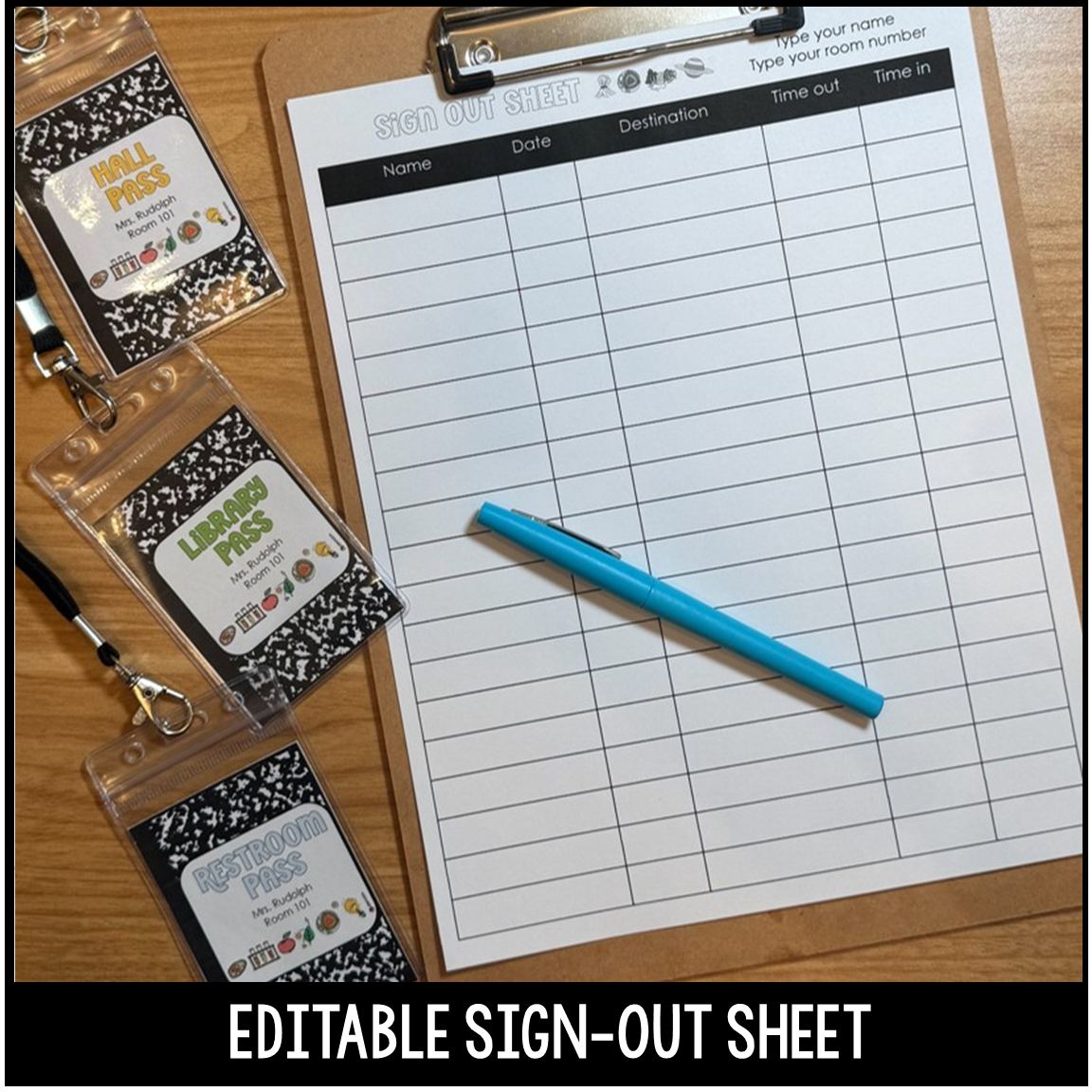 Editable Secondary Science Classroom Pass System - Hall Passes & Sign Out Sheet - Image 4