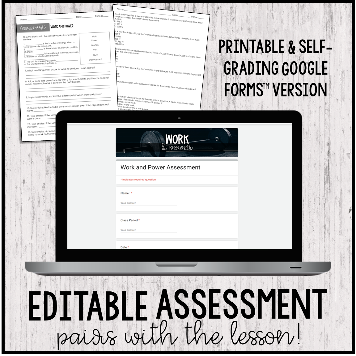 Work and Power Lesson Guided Notes and Assessment - Editable - SC.912.P.10.3 - Image 2