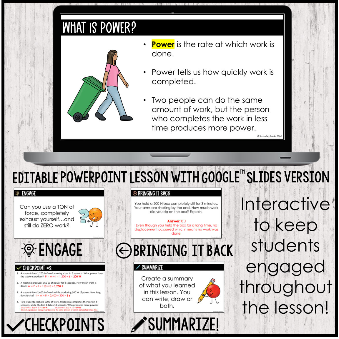 Work and Power Lesson Guided Notes and Assessment - Editable - SC.912.P.10.3 - Image 4